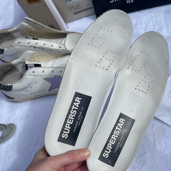 Golden Goose Superstars Lavender Star with Glitter Heels Size 38 - Picture 5 of 6
